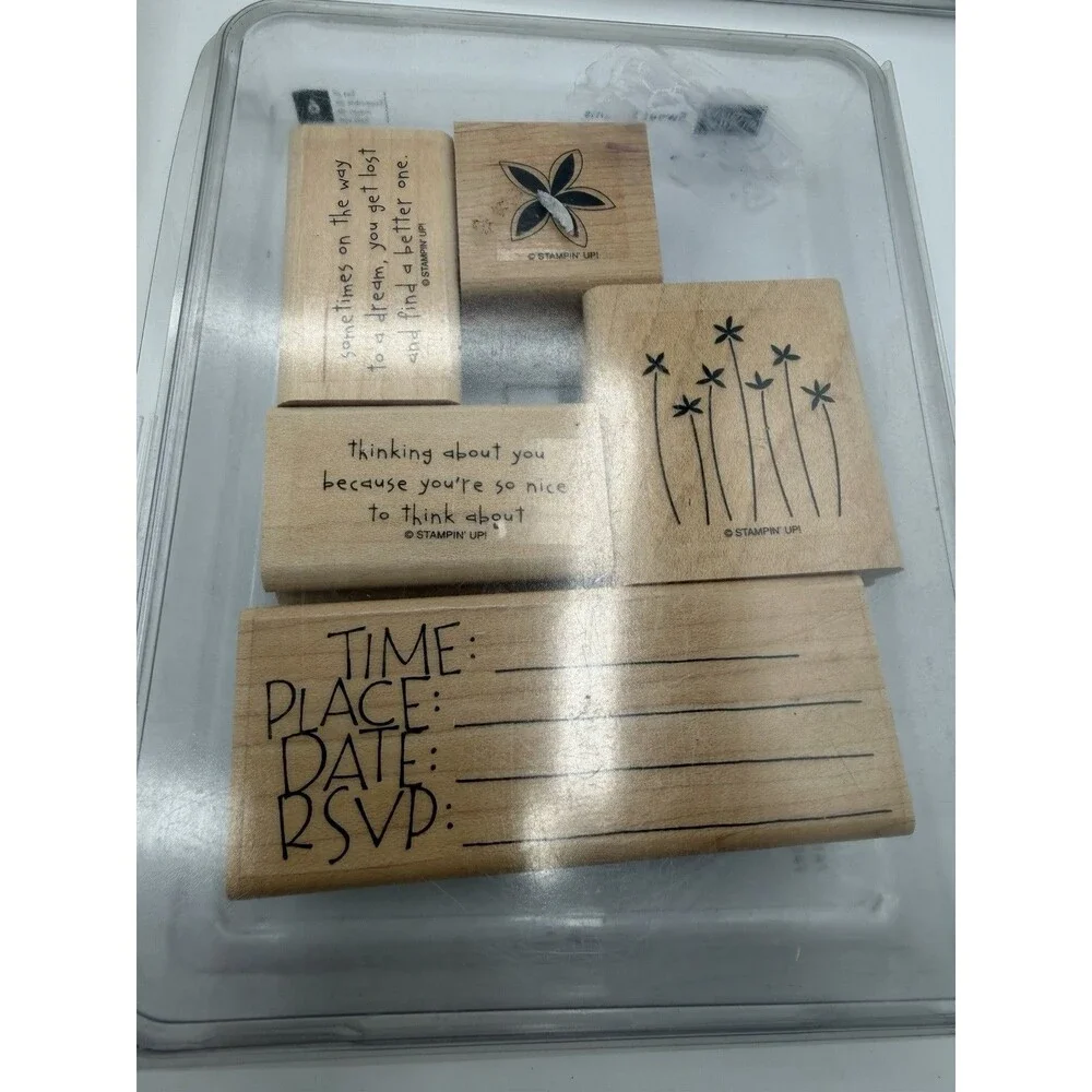Stampin' Up Wood Craft 79 Stamps Huge Lot Mixed Themes Scrapbooking VTG 5 Sets